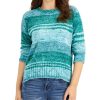 Women'S Style & Co | Striped Space-Dye Sweater Whimsy Aqua Blue