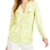 Women'S INC International Concepts | Floral Printed Zip-Detail Top Willow Ditsy