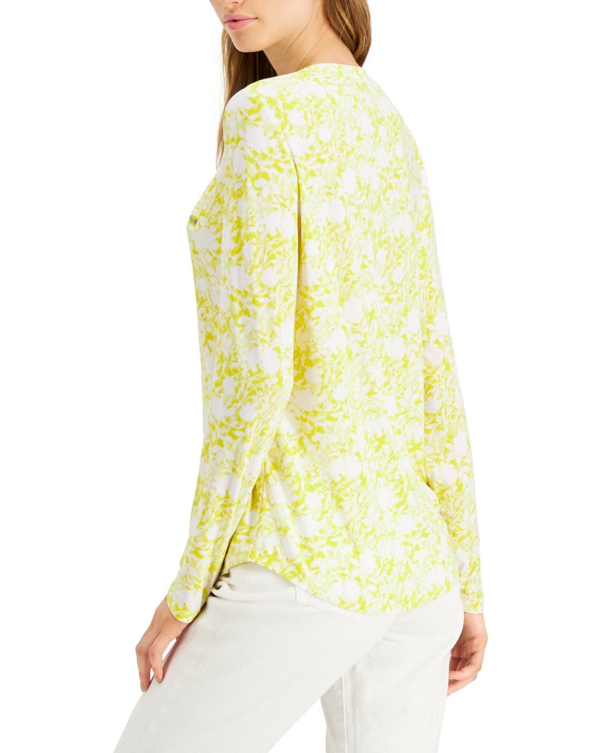 Women'S INC International Concepts | Floral Printed Zip-Detail Top Willow Ditsy