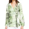 Women'S Alfani | Printed Wrap Top Green Grand Fern