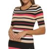 Women'S Calvin Klein | X-Fit Stripe Sweater Knit Top Chamois Multi