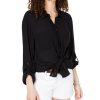 Juniors' Hippie Rose | Juniors' Tie-Front Utility Shirt Black