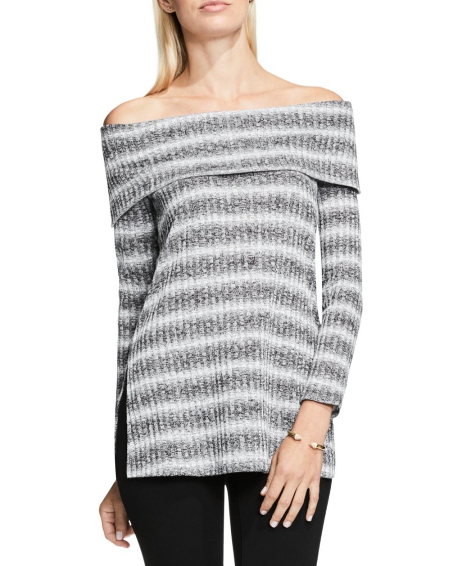 Women'S Two by Vince Camuto | Melange Stripe Off-The-Shoulder Top Rich Black