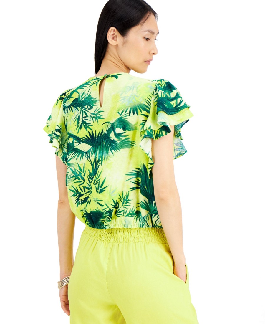 Women'S INC International Concepts | Tropical-Print Ruffle Top Rio Palms