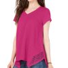 Women'S Style & Co | Crochet Handkerchief-Hem T-Shirt Pink Breeze