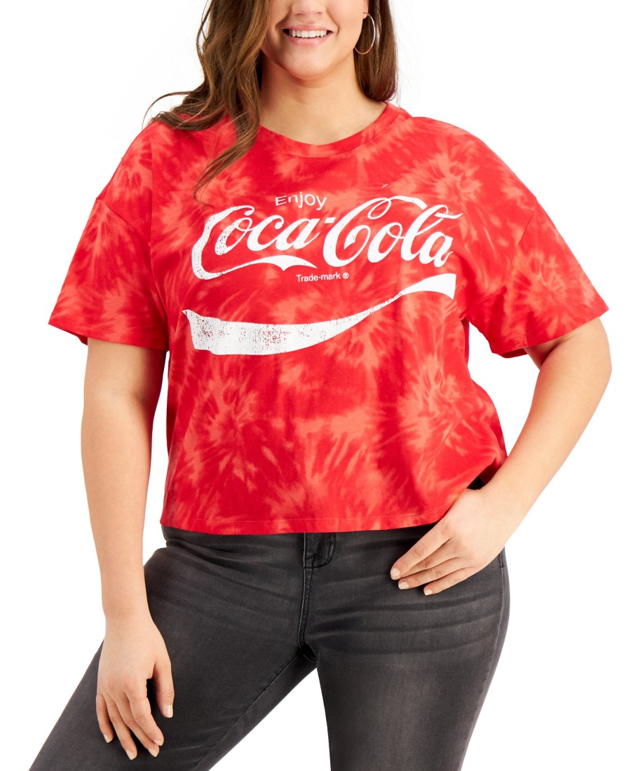 Women'S Love Tribe | Plus Tie-Dyed Coca-Cola Cropped T-Shirt Red