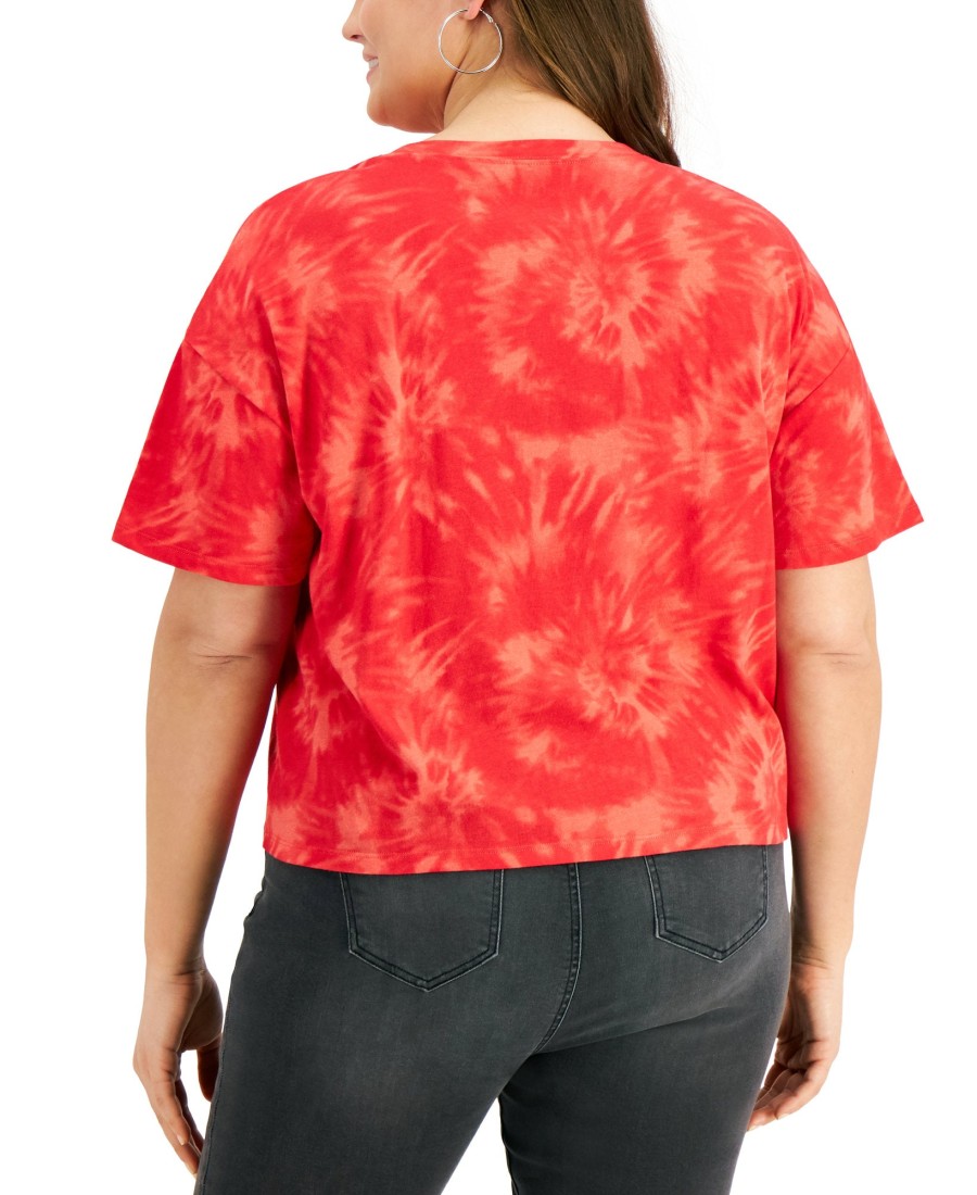 Women'S Love Tribe | Plus Tie-Dyed Coca-Cola Cropped T-Shirt Red