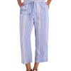 Women'S Charter Club | Striped Pull-On Pants Intrepid Blue Combo