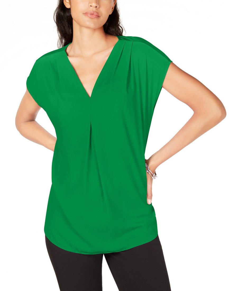 Women'S INC International Concepts | Inverted-Pleat V-Neck Top