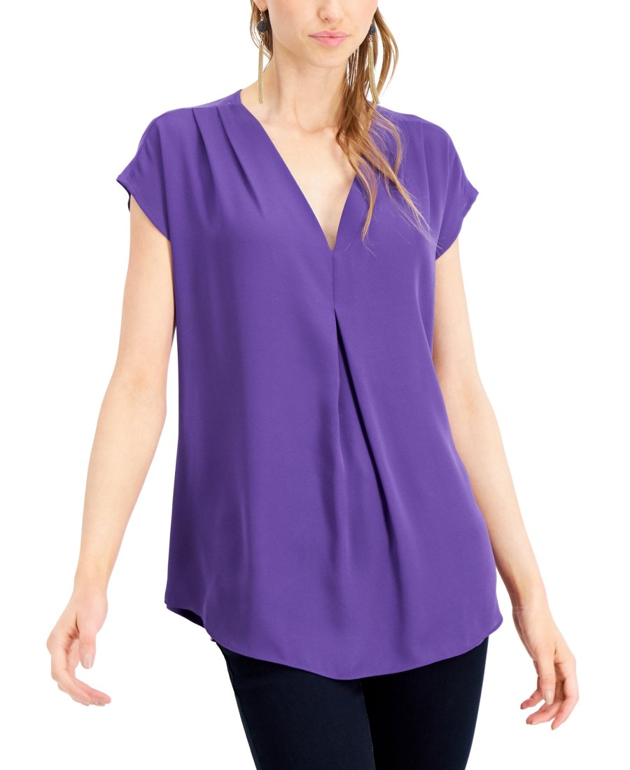 Women'S INC International Concepts | Inverted-Pleat V-Neck Top