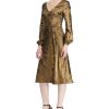 Women'S Lauren Ralph Lauren | Faux-Wrap Sateen Dress Gold