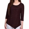 Women'S NY Collection | Petite Iridescent Bar Back Top Wine/Gold