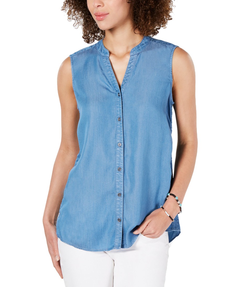 Women'S Style & Co | Side-Seam Sleeveless Shirt Sun Wash