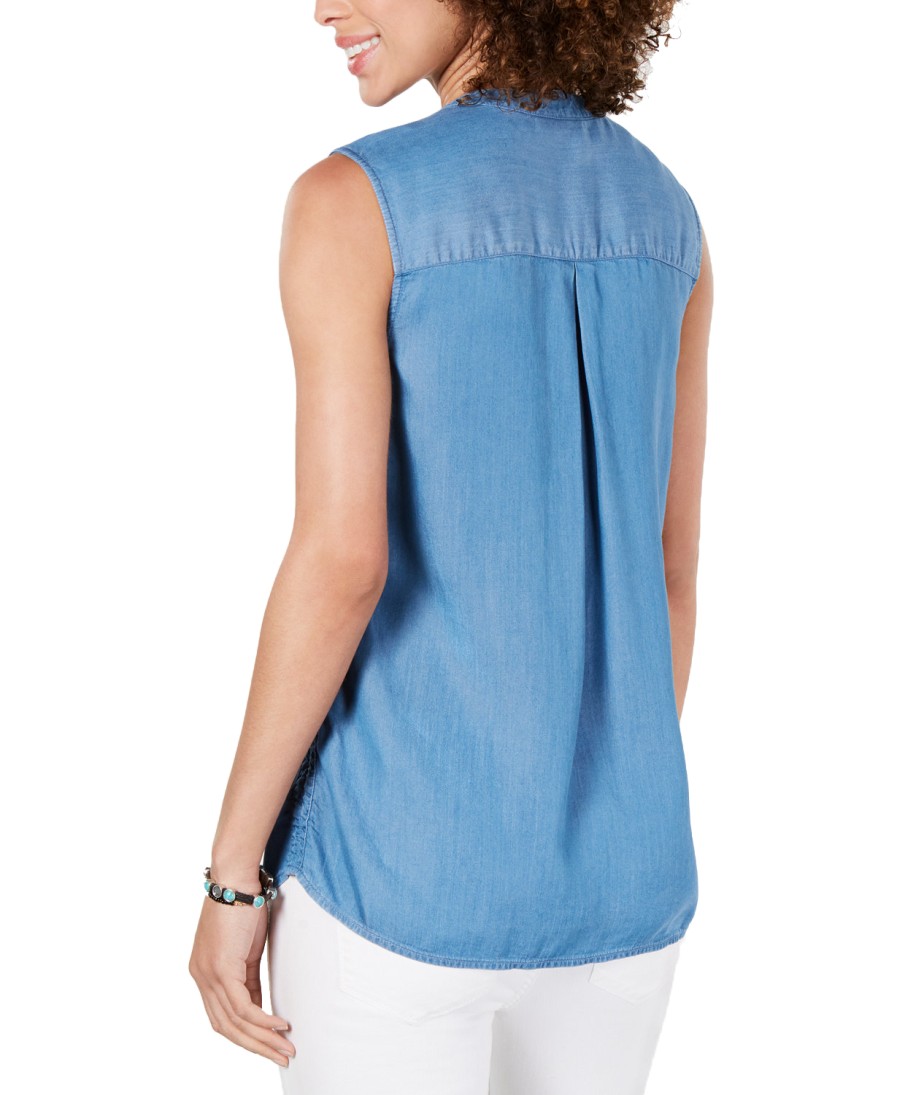 Women'S Style & Co | Side-Seam Sleeveless Shirt Sun Wash