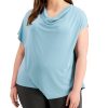 Juniors' Alfani | Plus Asymmetrical Drape-Neck Top Precious Jade