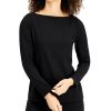 Juniors' Alfani | Ribbed Boat-Neck Top Deep Black