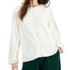 Women'S Alfani | Textured Balloon-Sleeve Button-Front Top Antique White