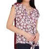 Juniors' BCX | Juniors' Floral-Print Criss-Cross Tie-Hem Top Burgundy Floral