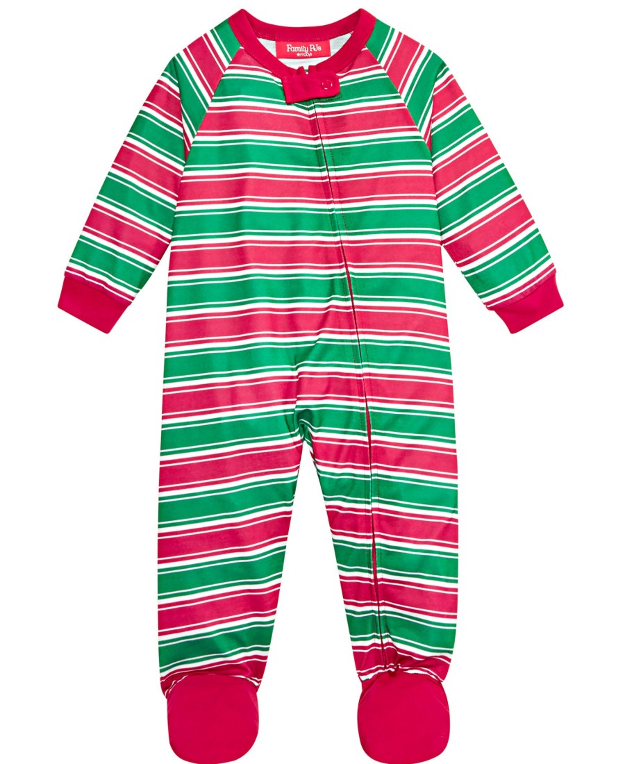 Babies & Infants Family Pajamas | Matching Infant Crushed It Stripe Footed Pajamas Holiday Stripes