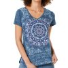 Women'S Style & Co | Petite V-Neck Graphic T-Shirt Medallion Burst