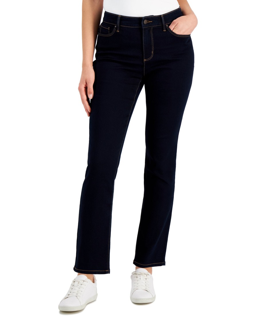 Women'S Charter Club | Petite Lexington Straight-Leg Jeans Raw Indigo Wash