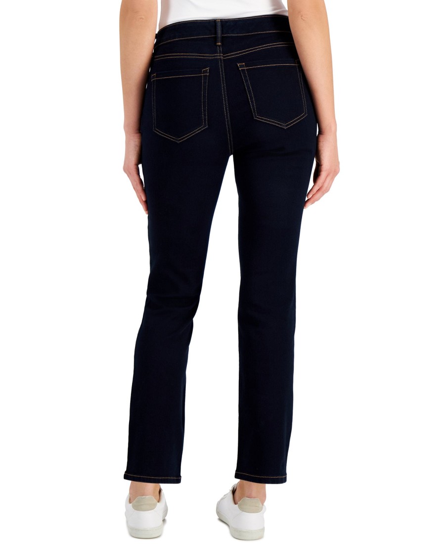 Women'S Charter Club | Petite Lexington Straight-Leg Jeans Raw Indigo Wash