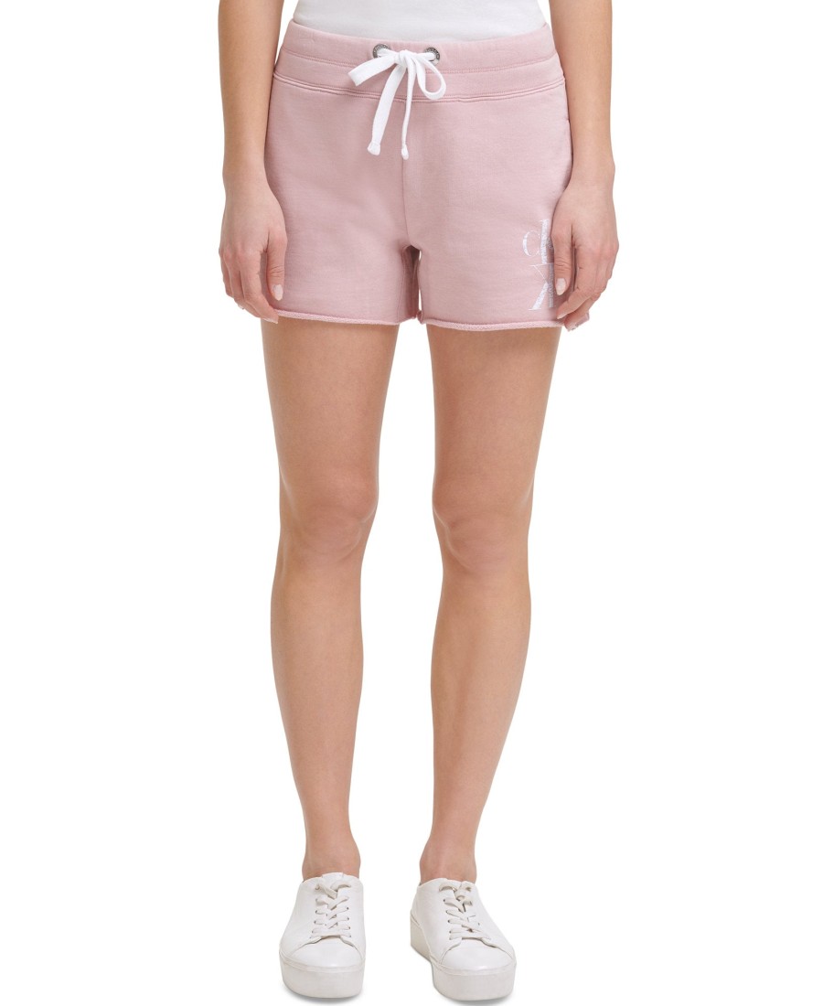 Women'S Calvin Klein Jeans | Distressed Logo Shorts Pink