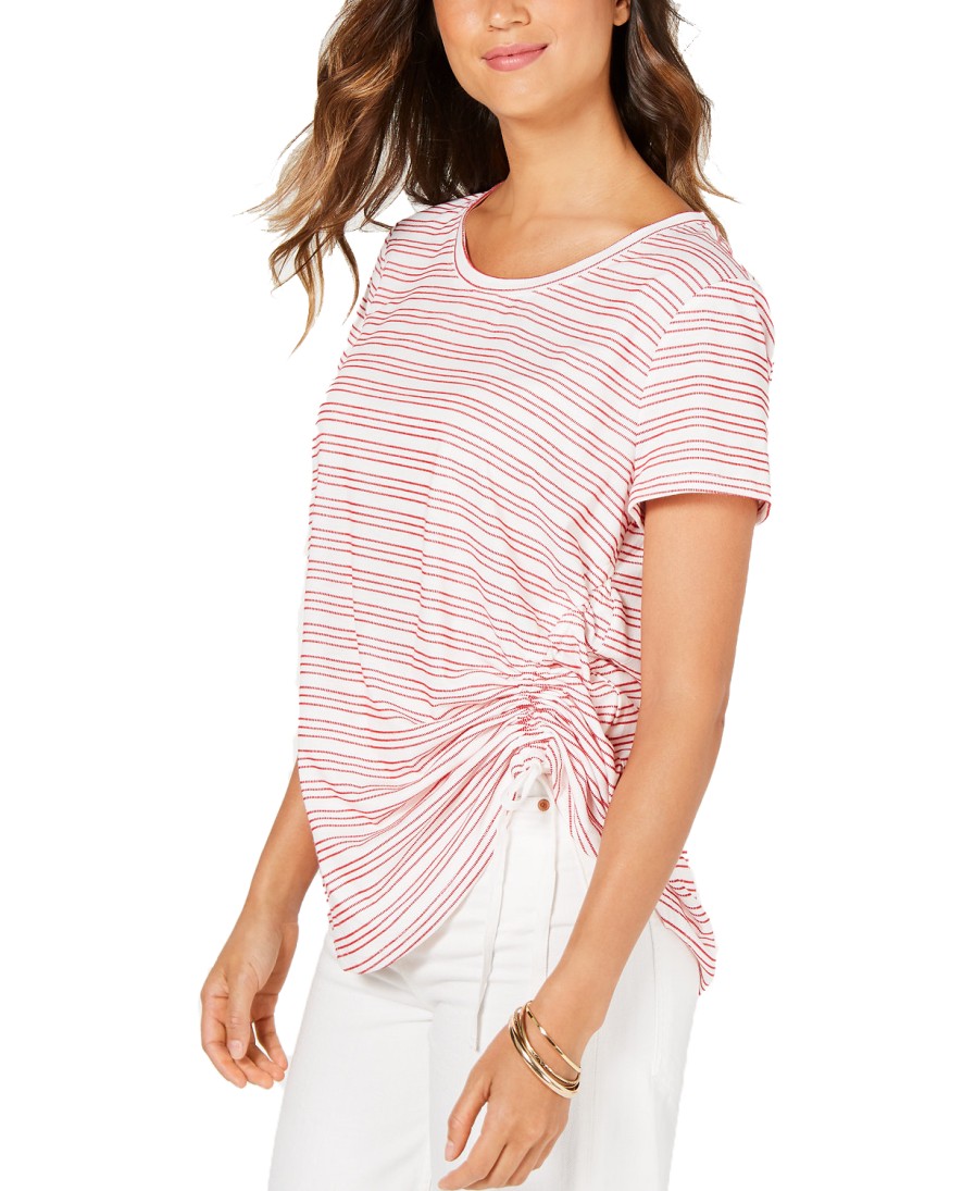 Women'S Style & Co | Striped Side-Ruched Top