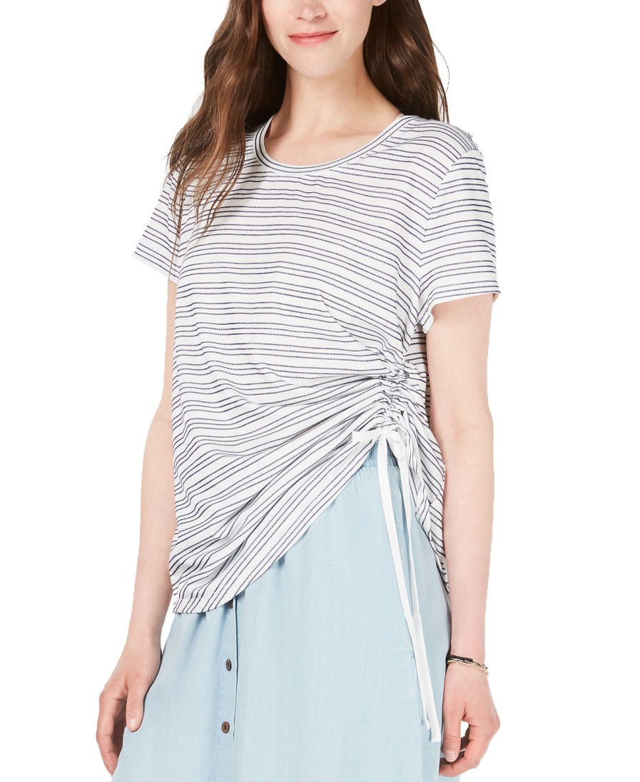 Women'S Style & Co | Striped Side-Ruched Top