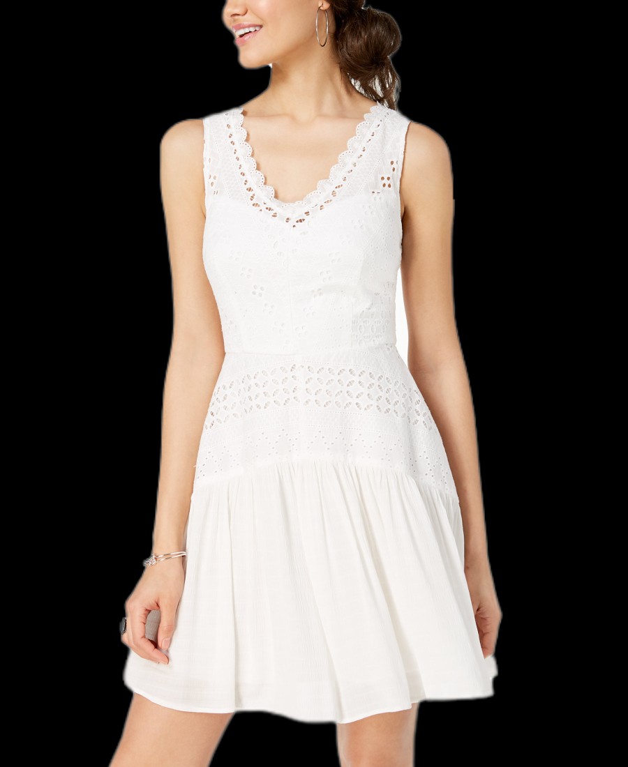 Juniors' City Studios | Juniors' Eyelet Dress White