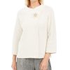 Women'S JM Collection | Holiday Party Metallic Textured Brooch Sweater Jacket Eggshell