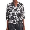 Women'S Willow Drive | Printed Split-Neck Top Black Floral