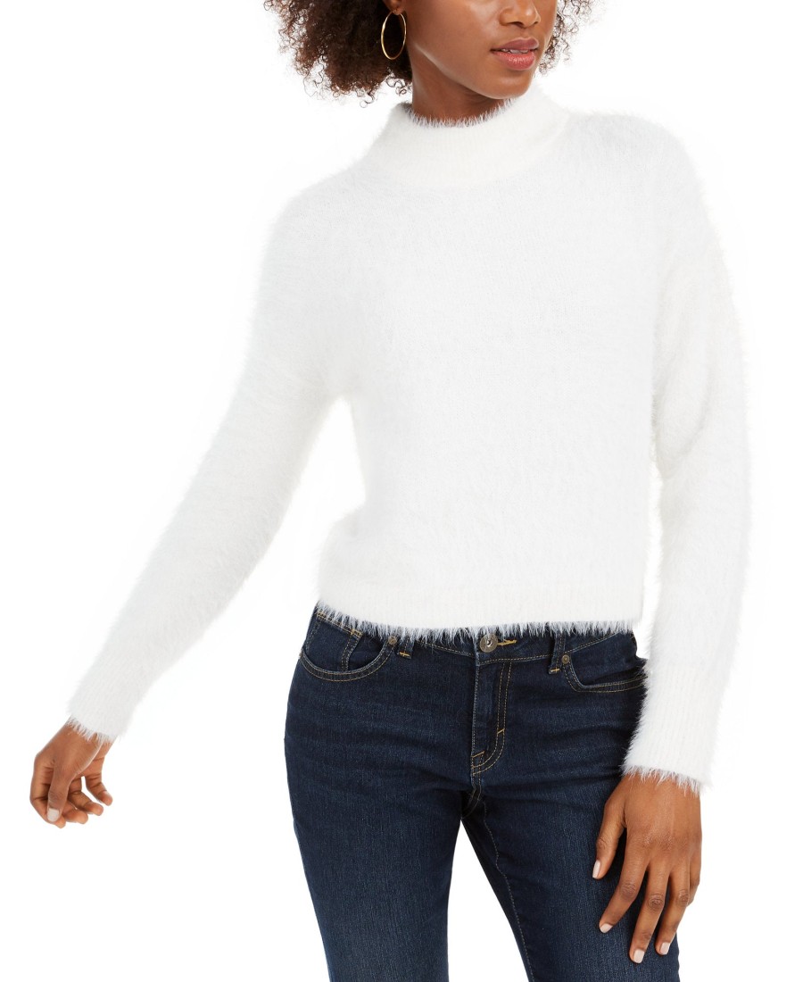 Women'S Sun + Moon | Fuzzy Mockneck Sweater Egret