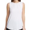 Women'S DKNY | Pleated-Neck Top Linen White