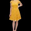 Women'S kensie | Floral-Lace Fit & Flare Dress Golden