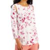 Juniors' Alfani | Abstract-Print Slit-Sleeve Top Fuchsia Super Swirl