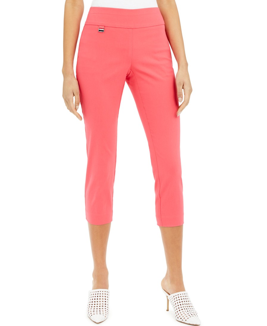 Juniors' Alfani | Petite Tummy-Control Pull-On Capri Pants Flamenco Pink