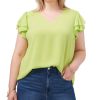 Women'S 1.STATE | Plus Flutter-Sleeve V-Neck Top Fresh Lime