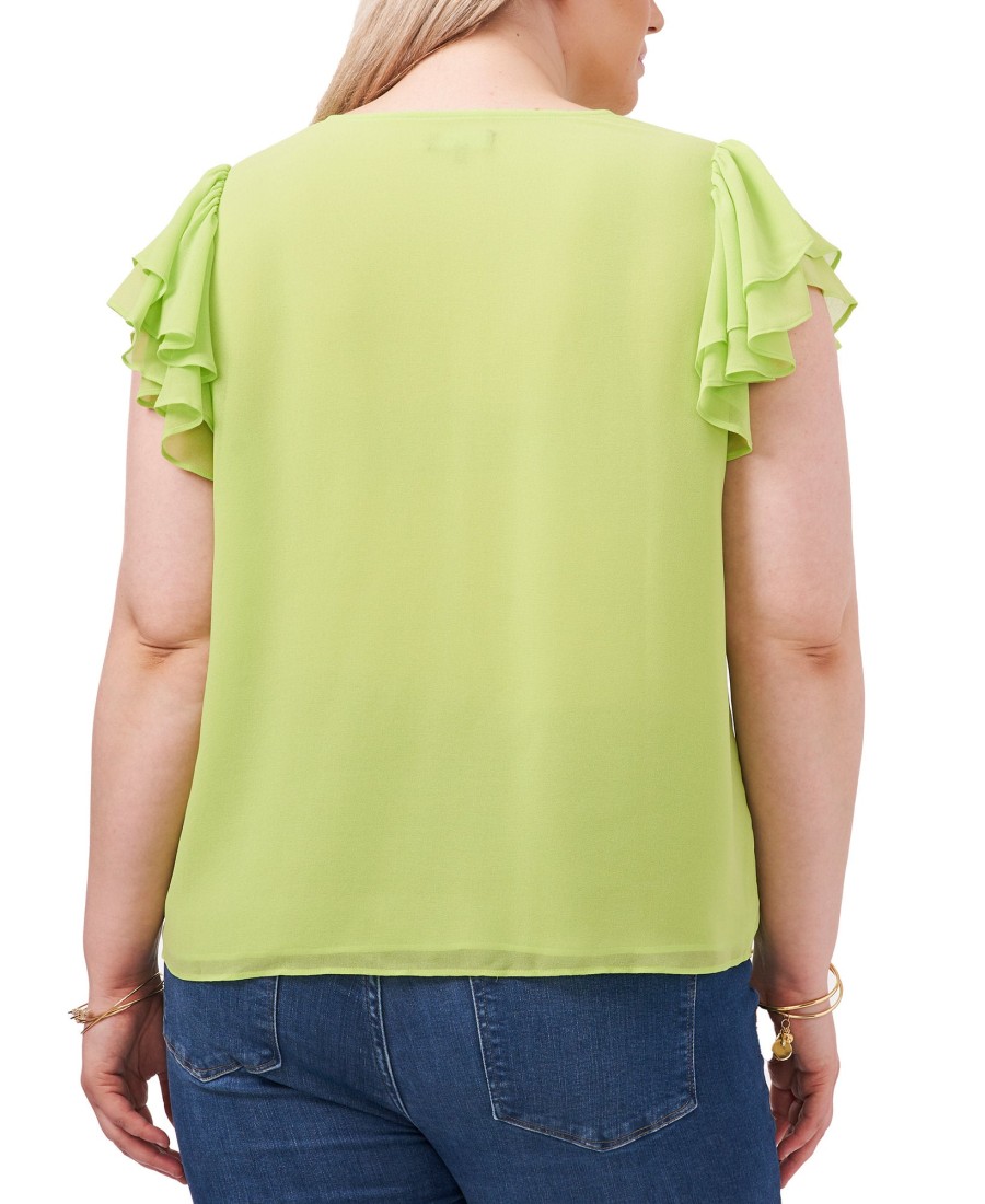 Women'S 1.STATE | Plus Flutter-Sleeve V-Neck Top Fresh Lime