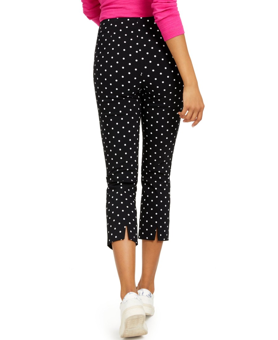 Women'S Charter Club | Tummy-Control Dot Skinny Leg Capris Deep Black Combo