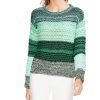 Women'S Vince Camuto | Colorblock Crewneck Striped Sweater Rich Green