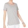 Women'S Karen Scott | Shirttail-Hem Short Sleeve Top Smoke Grey Heather