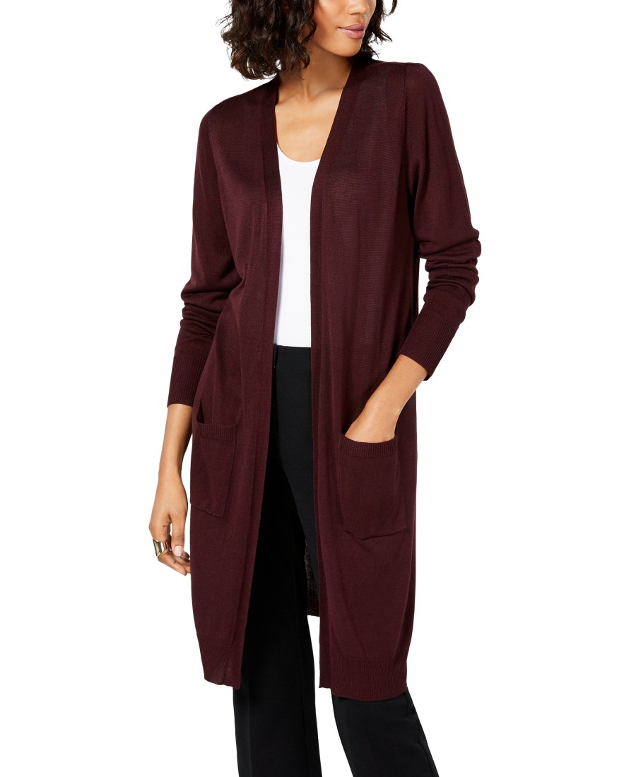 Juniors' Alfani | Midi Pocket Cardigan New Wine