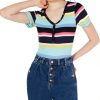 Juniors' Planet Gold | Juniors' Striped V-Neck Top Black Stripe