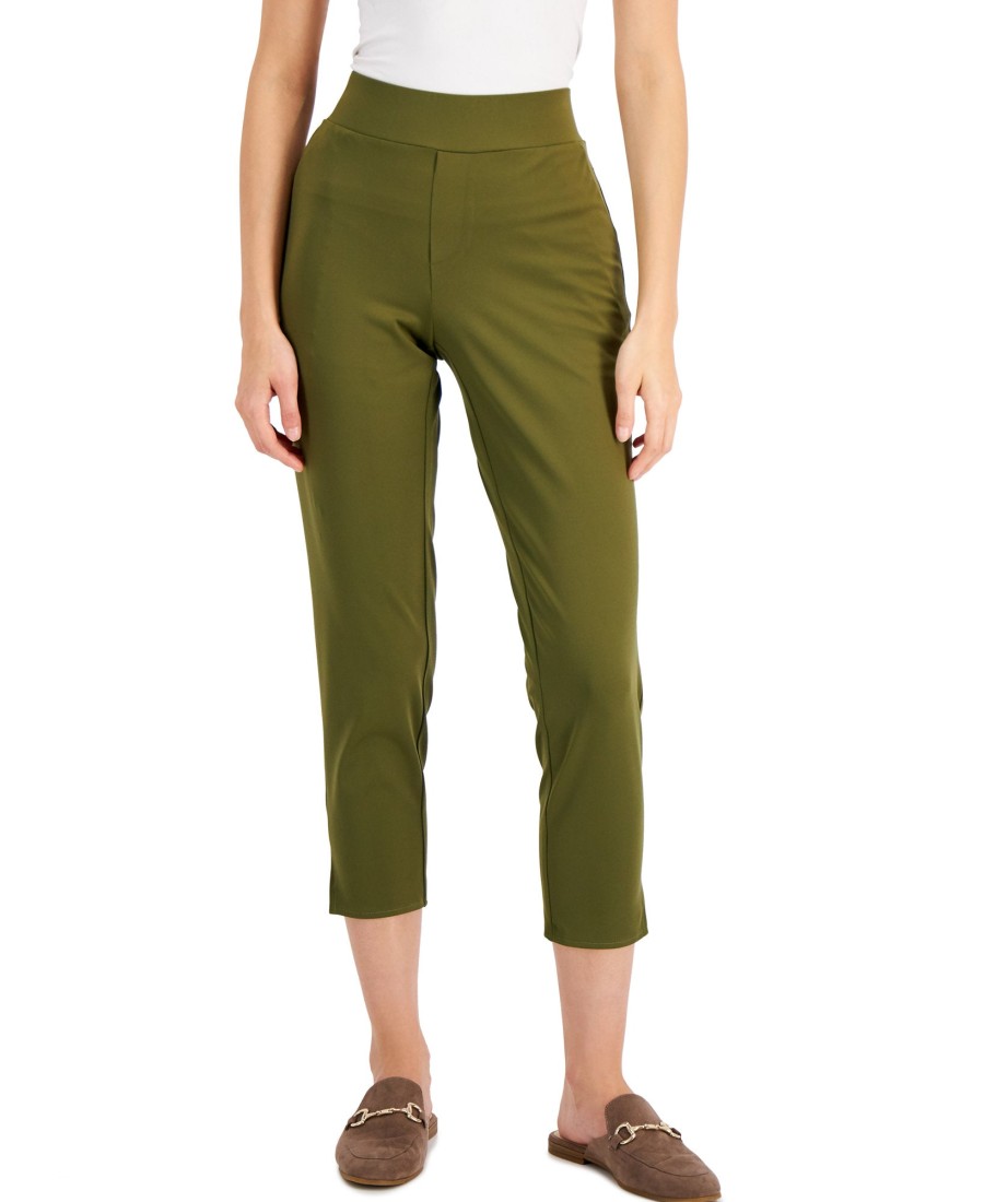 Juniors' Alfani | Petite Pull-On Straight-Leg Pants New Avocado