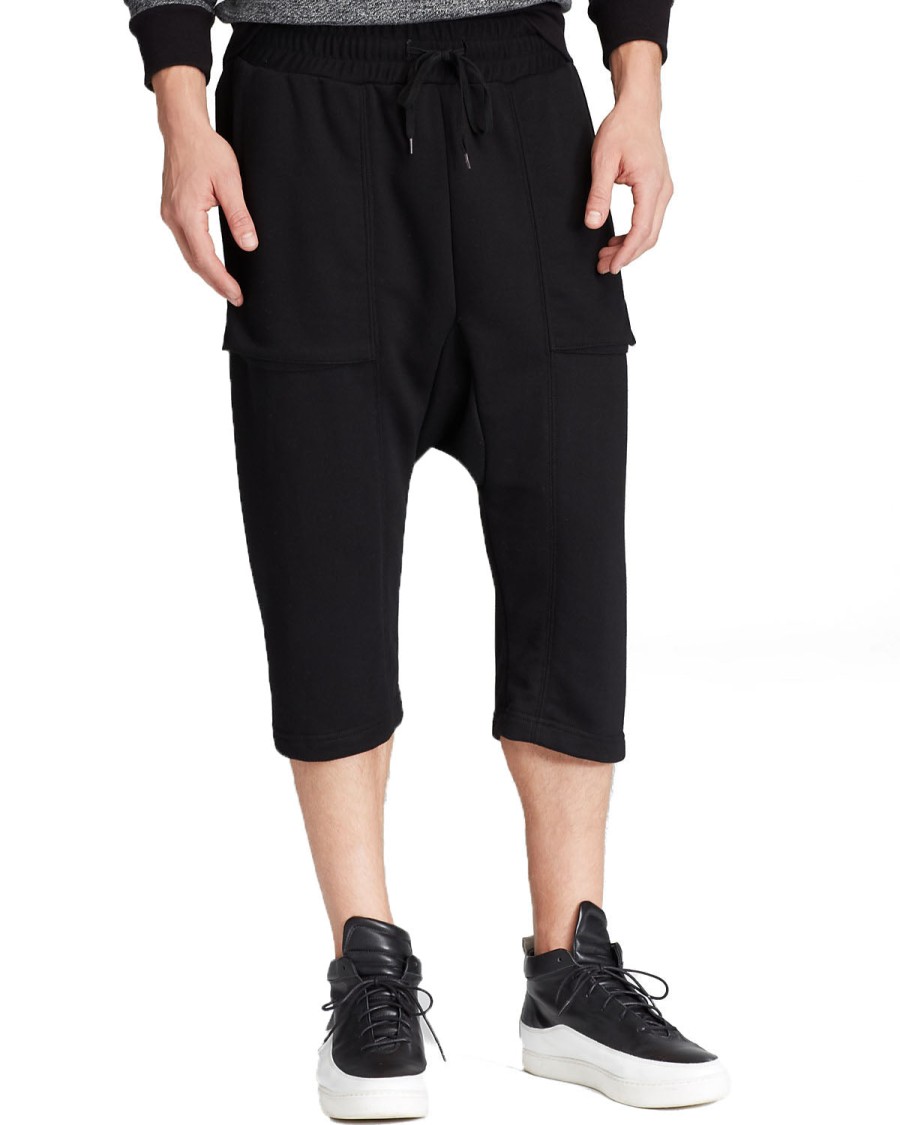 Men Black Apple | Drop Crotch Shorts Black