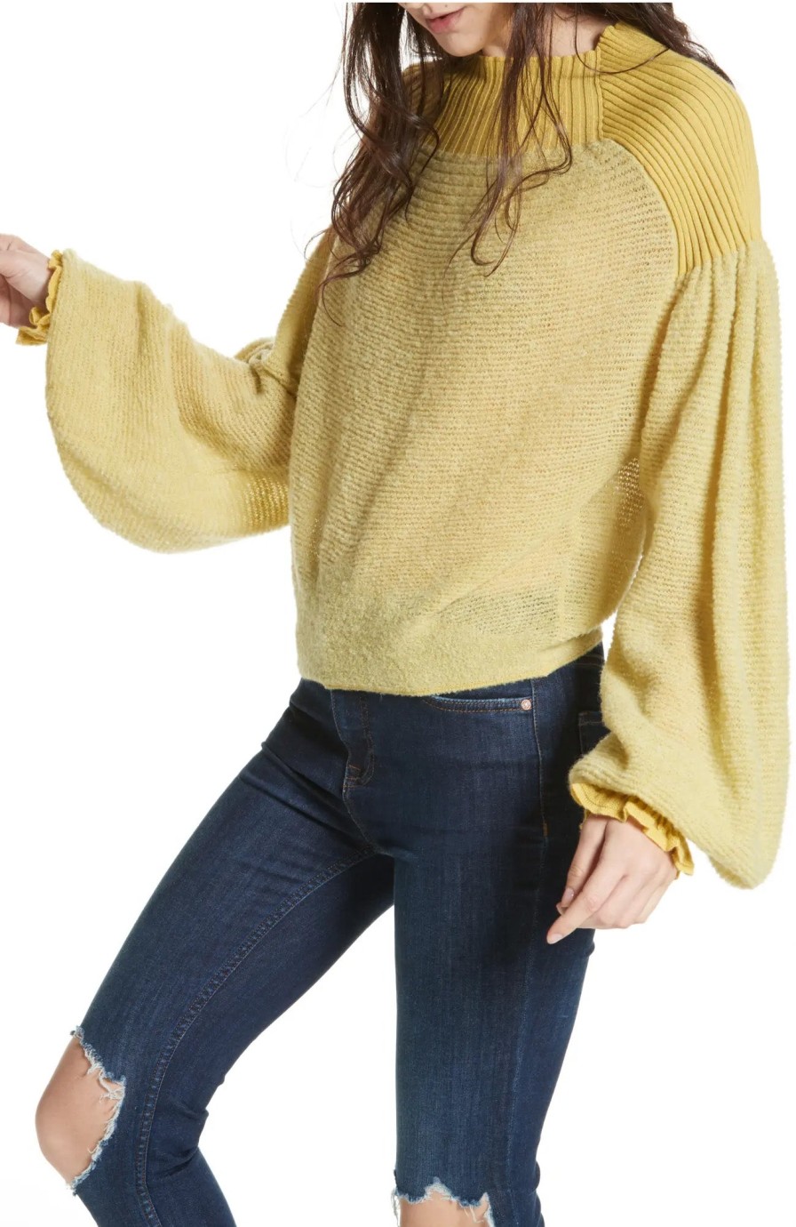 Women'S Free People | Elderflower Sweater Chartreuse