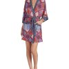 Women'S Layla | Printed Short Robe With Headband Multi Red