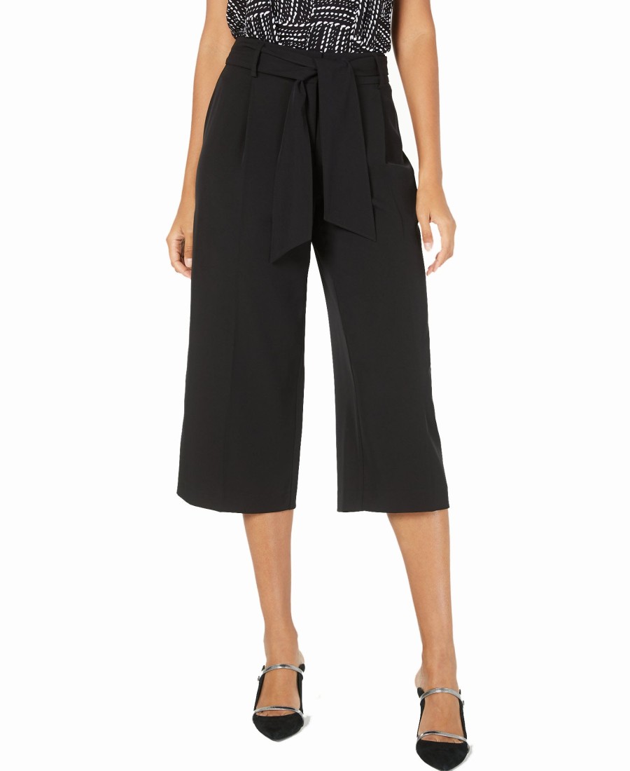 Juniors' Alfani | Petite Belted Culottes Deep Black