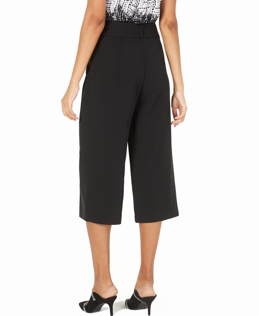 Juniors' Alfani | Petite Belted Culottes Deep Black